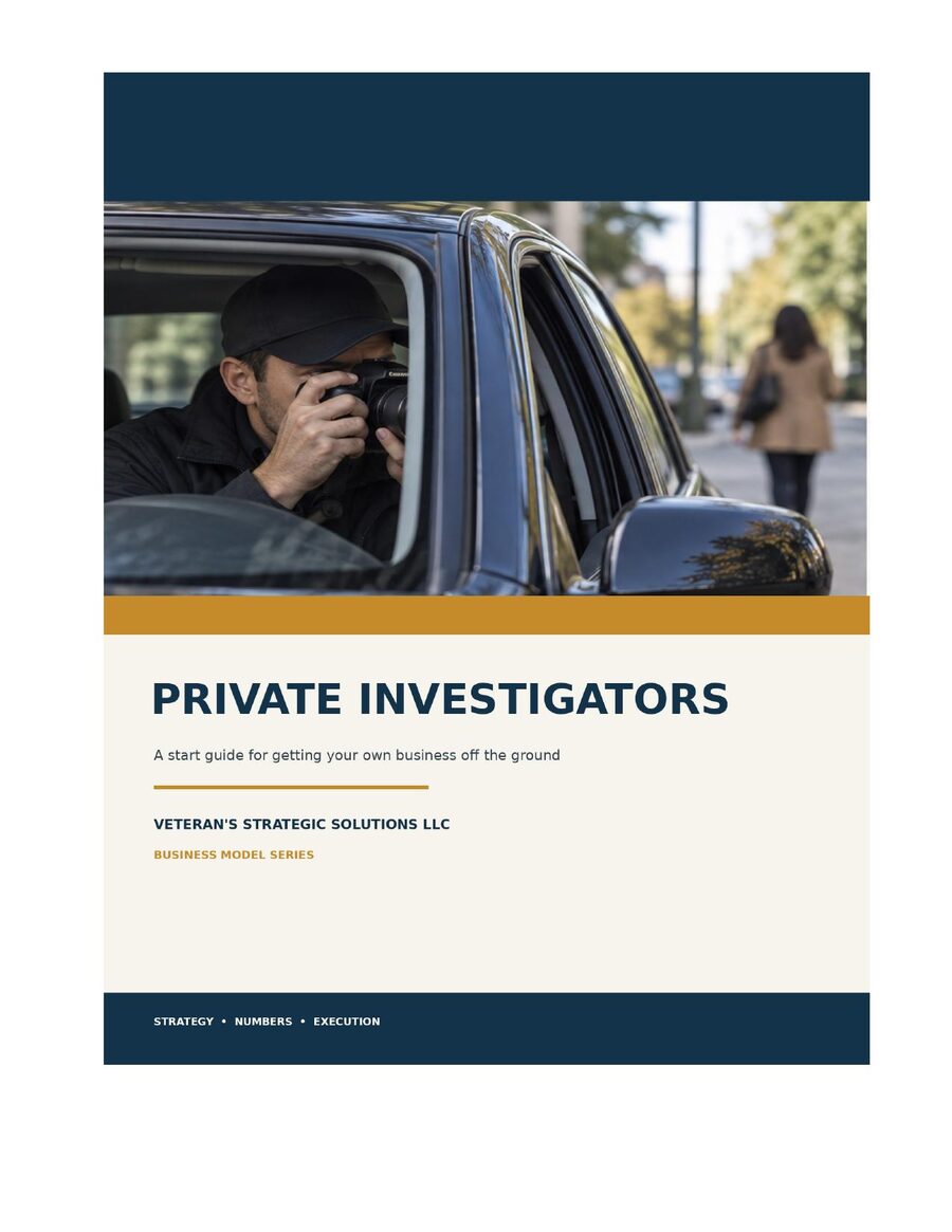 Private Investigator Business Plan cover
